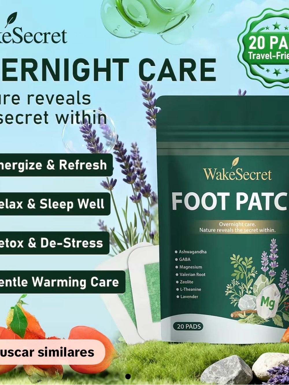 Lavender Green Foot Patches — Overnight Care (20 Pads)